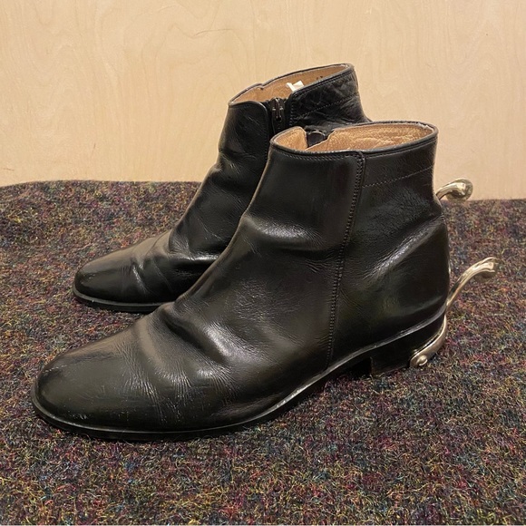 Vintage Men’s Lloyd Black Leather Chelsea Boots Silver Spurs Sz 44 Size 9.5 10 - Picture 2 of 9